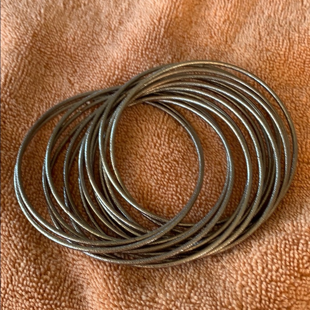 Set of silver bangle bracelets